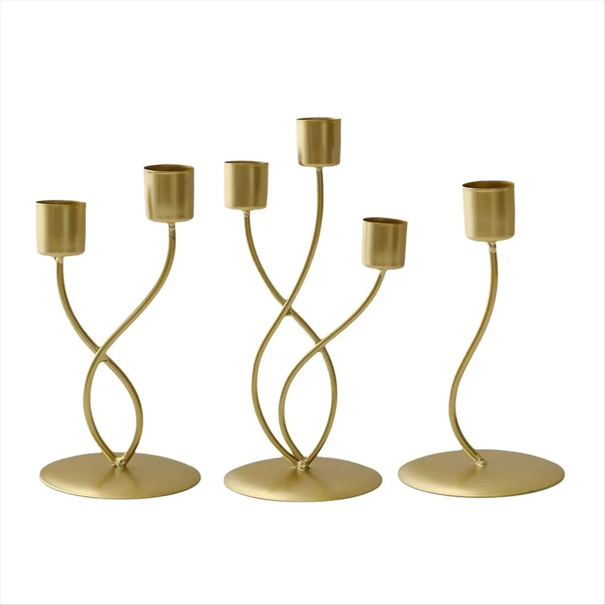 2026 Trend 3pcs Golden Candlestick Set Luxury Elegant Metal Iron Candle Holders European Decorative Table Candle Stands
