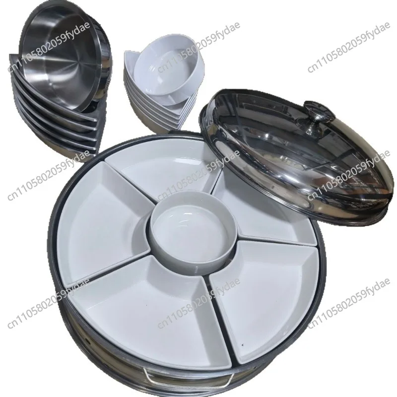 Rotating stove heating food insulation heightening thickening stainless steel tableware disc dining table