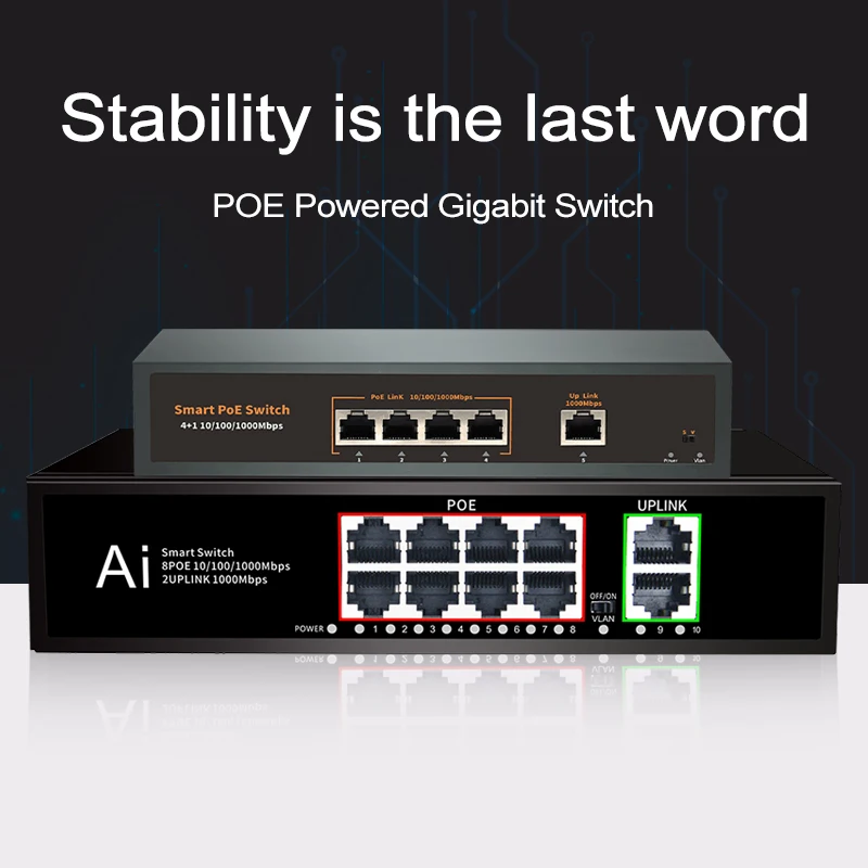 HICOMDATA POE Switch Gigabit 5 10 Ports 1000 Mbps 4 Rj45 1 SFP 1000mbps Fiber POE Switch Gigabit Smart