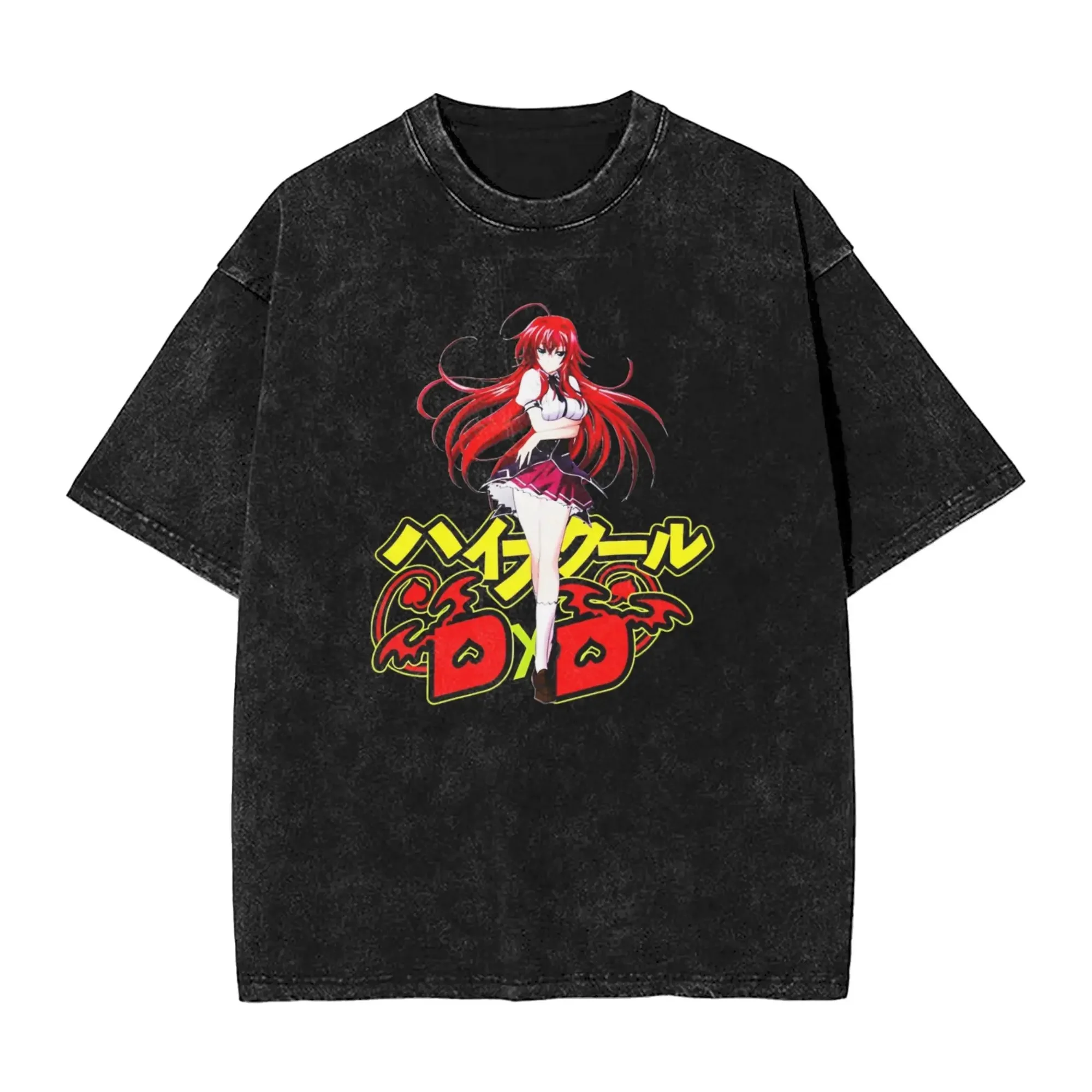 High School DxD Rias Gremory Merch Vintage Wash Tee T-Shirts Women Men Fashion Streetwear Short Sleeve Top view 3
