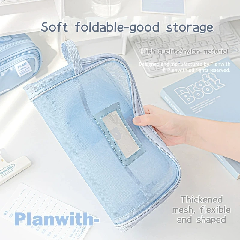 A4 L-Shaped Tutorial Bags Open Mesh Subject File Bag Student Examination Paper Material Storage Bag Large-Capacity File Folders