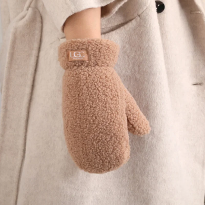 Thick Warm Plush Lamb Wool Gloves Women Winter Faux Fur Gloves Outdoor Guantes Driving Glove Sports Mittens Thermal Hand Warmers