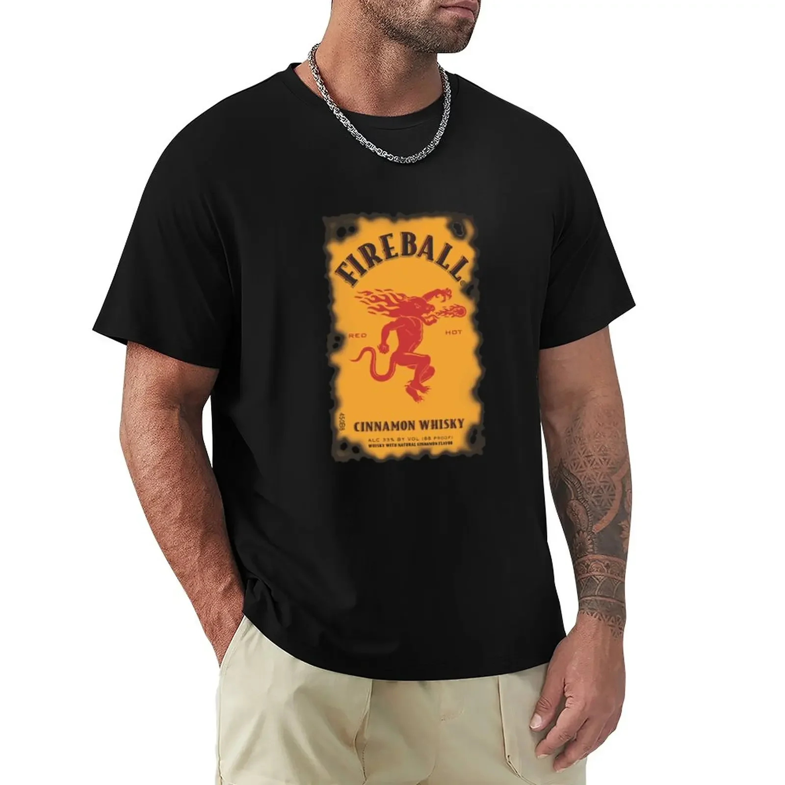 

FIREBALL CINNAMON WHISKY T-Shirt summer top quick-drying plus sizes mens funny t shirts