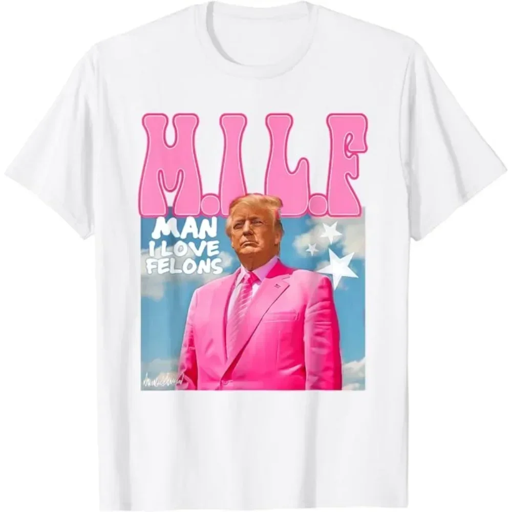 M.I.L.F Man I Love Felons Funny Trump Pink 2024 Election Aka Vote T-Shirt