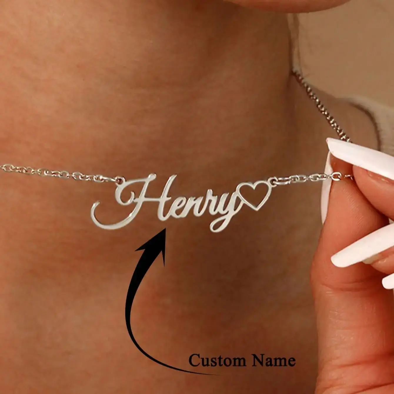 

DOREMI подарок для пары ювелирные изделия с курсивным именем персонализированное колье с именем в виде сердца из нержавеющей стали с полым сердцем кулон ожерелья для женщин