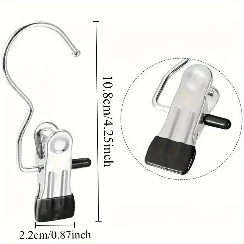 10/20/30PCS Black Multifunctional Clothes Pegs Clip Shoe Pants Storage Box Portable Wardrob Socks Stainless Steel Storage Clip