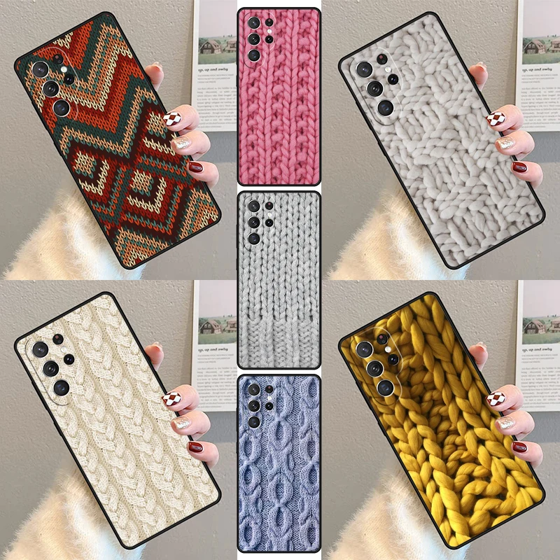 Sewing Knitting Crochet Phone Case For Samsung Galaxy S23 S21 S20 FE S24 S22 Ultra Note20 S10 S9 S8 Plus Silicone Cover