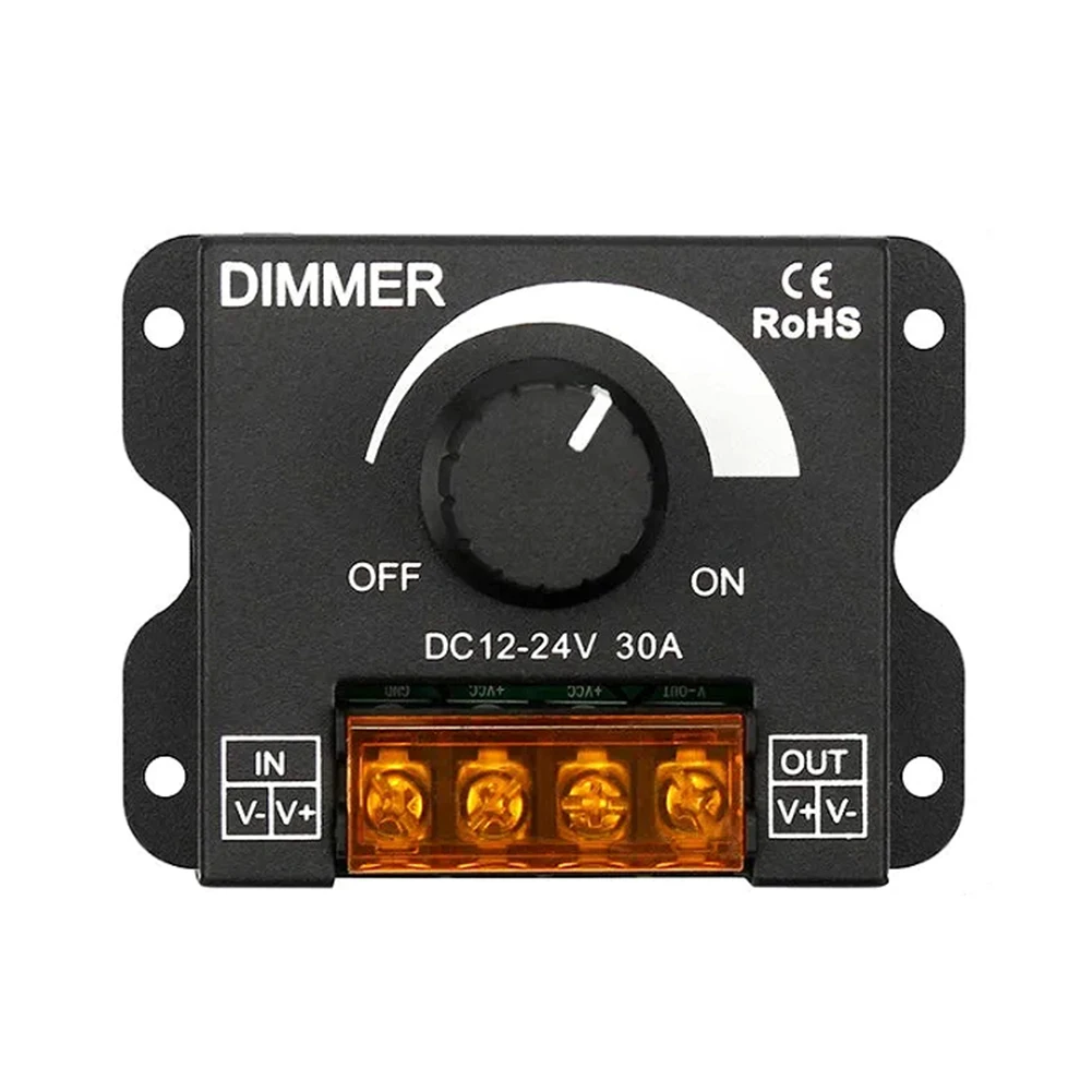 DC 12 V-24 V LED Dimmer Switch 30A LED Monochrome Controller PWM ดิจิตอล Stepless Dimming สําหรับโคมไฟเดี่ยวสี