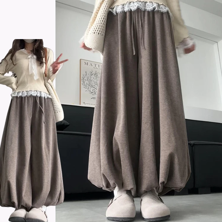 بنطلون تنورة كاكي محبوك بتصميم مريح للنساء، موديل جديد لخريف وشتاء، تصميم انسيابي يُبرز الرشاقة، بنطلون تنورة كاجوال
