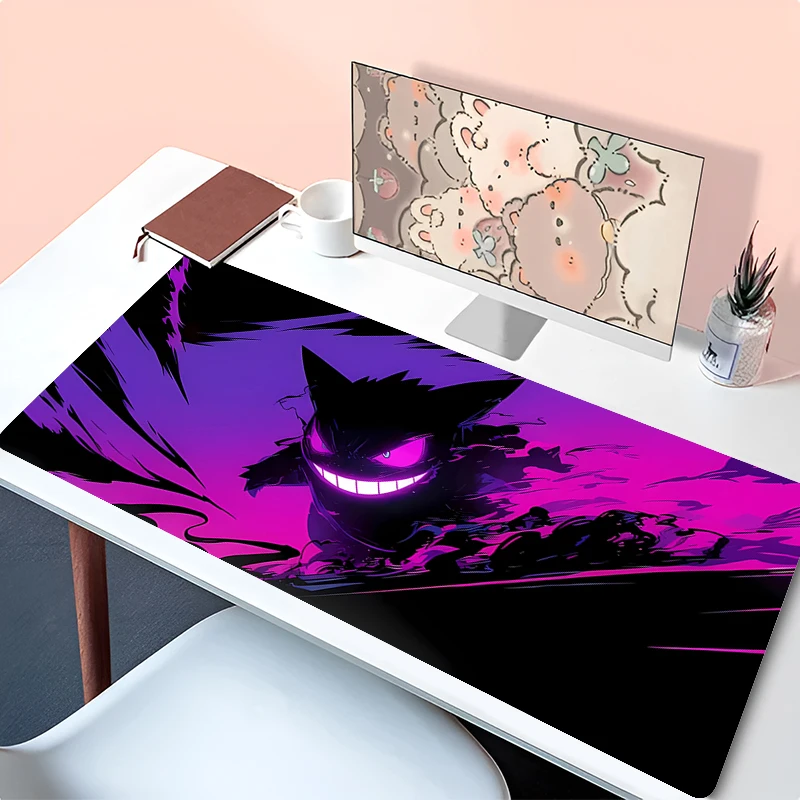 Laptop Japan Anime Extended Desk Mat XXL Purple Mousepad PC P-pokemon Gengar Keyboard Rug XXL Gamer Cabinet Mouse Pad Best Gift