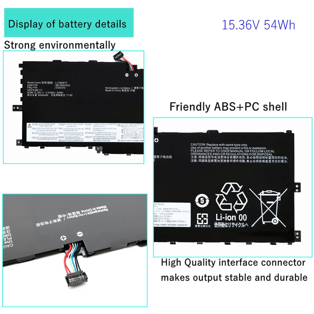 L17C4P71 01AV475 L17M4P71 Laptop Battery For Lenovo ThinkPad X1 Yoga 3rd Gen 2018 Series 01AV499 L17M4P73 01AV474