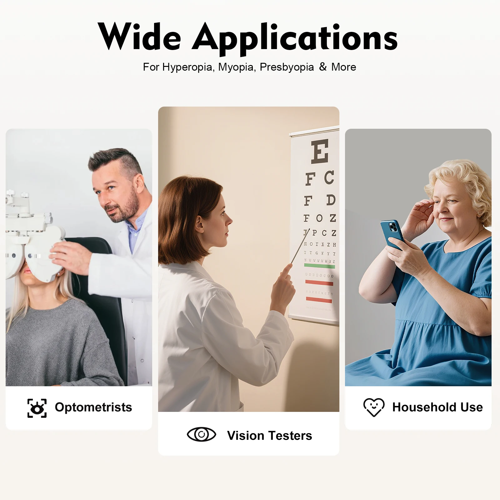 104Pcs Trial Lens Set Optometry Kit for Vision Test, Portable Case & Eye Chart, for Optometrist Clinic Home Use