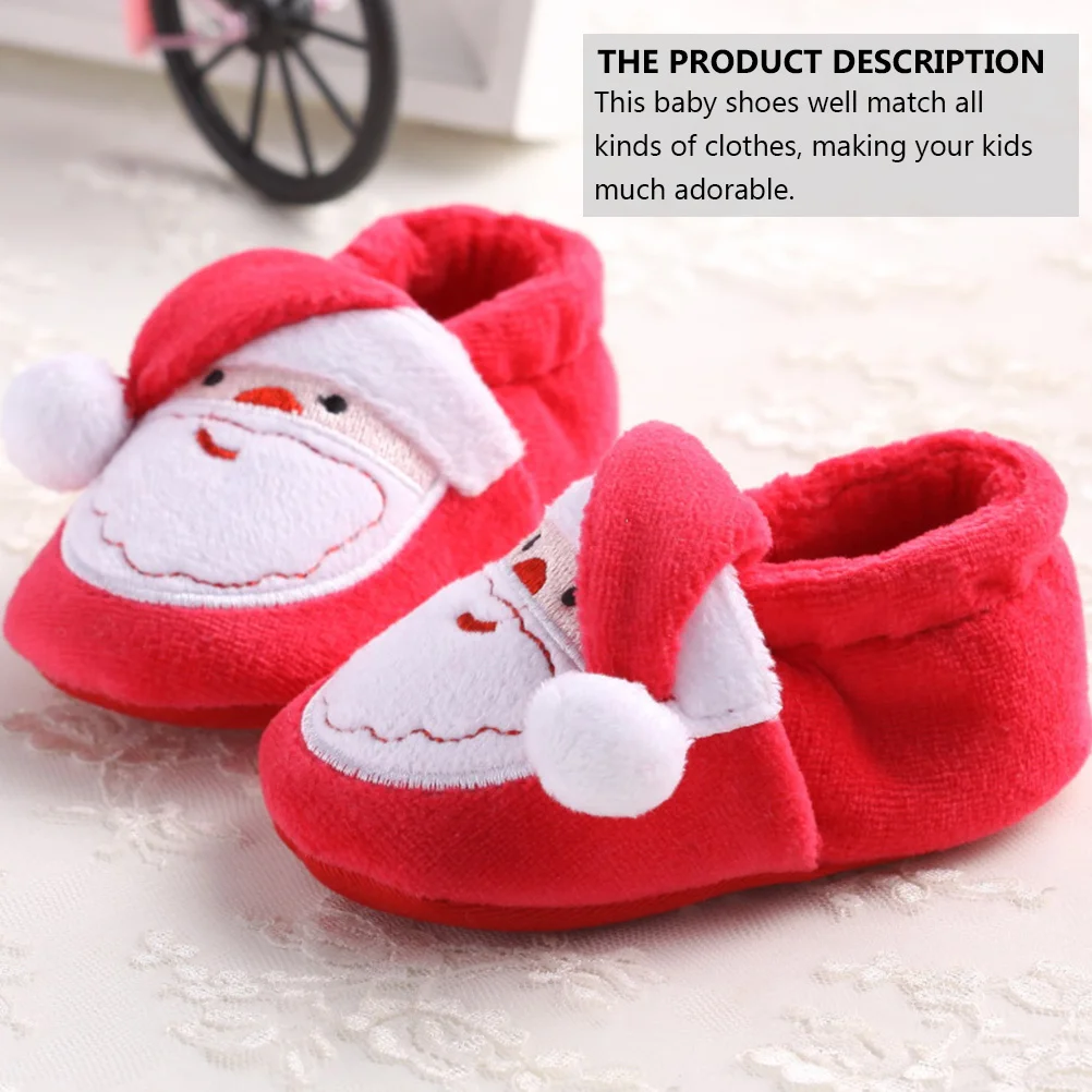 زوج واحد من أحذية الشتاء للأطفال، أحذية دافئة من القطن لعيد الميلاد لمرحلة ما قبل المشي، أحذية أرضية ناعمة للأطفال الصغار مريحة للتنفس