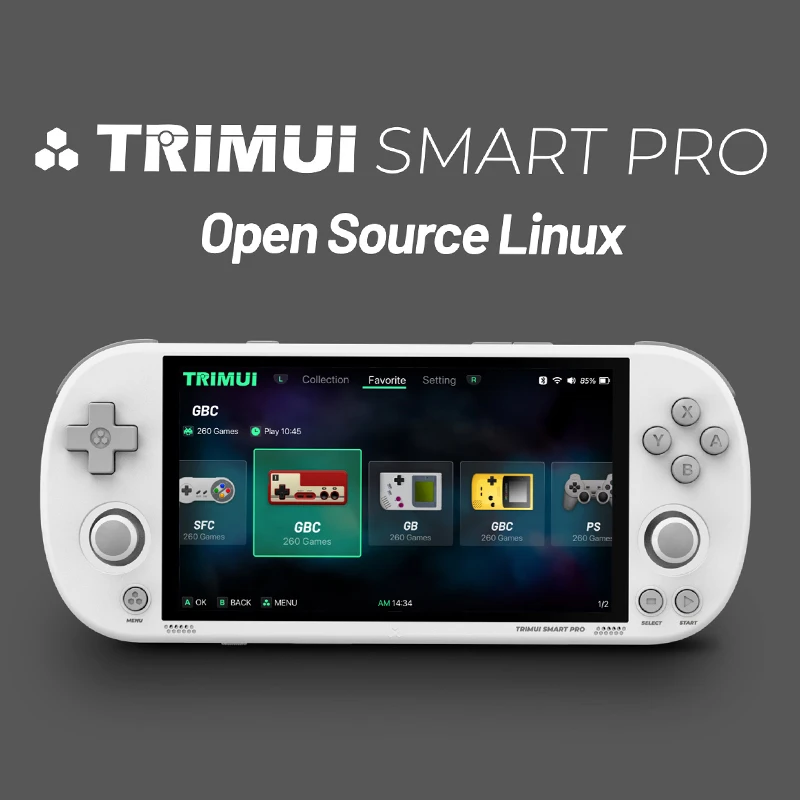 TRIMUI SmartPro Handheld Retro Game Console 4.96''IPS Screen Linux System Wireless Joystick RGB Lighting Retro Video Game Player