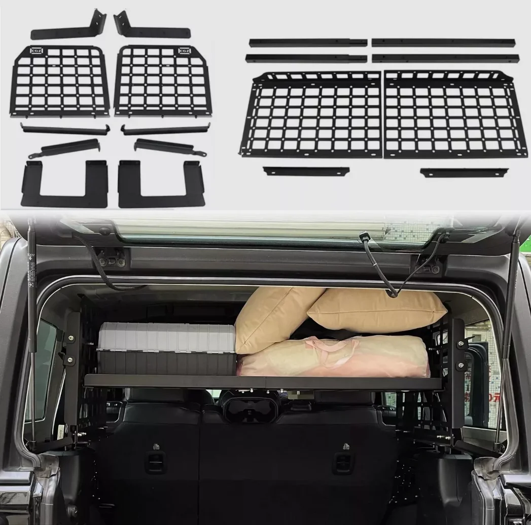 

For Jeep Wrangler (JL) 4dr 2018-2024 Car Rear Trunk Molle Storage Panel Organizer Car Accessories