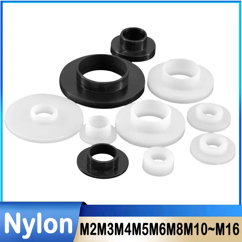 20~200Pcs M2M3M4M5M6M8M10M12M14M16 Black/White T-Shaped Nylon Washer Plastic Step Spacer Concave Convex Screw Bushing Sleeve
