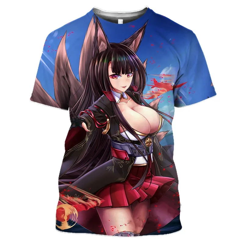 New Summer Tide Anime Beauty Picture Men T-Shirts  Casual 3D Print Tees Hip Hop Personality Round Neck Short Sleeve  Tops