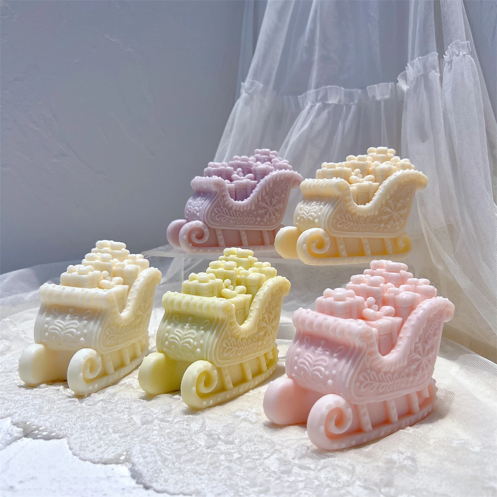 

Christmas Santa's Sleigh Silicone Mold With Gift Boxes Christmas Sled Candle Mold Christmas Decoration Family Christmas Gift