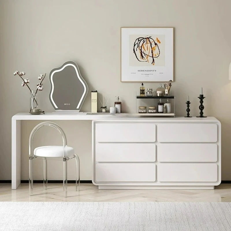ltt Cream Wind Bedroom Dresser Bucket Cabinet Integrated Combination Bedside Telescopic Storage TV Cabinet