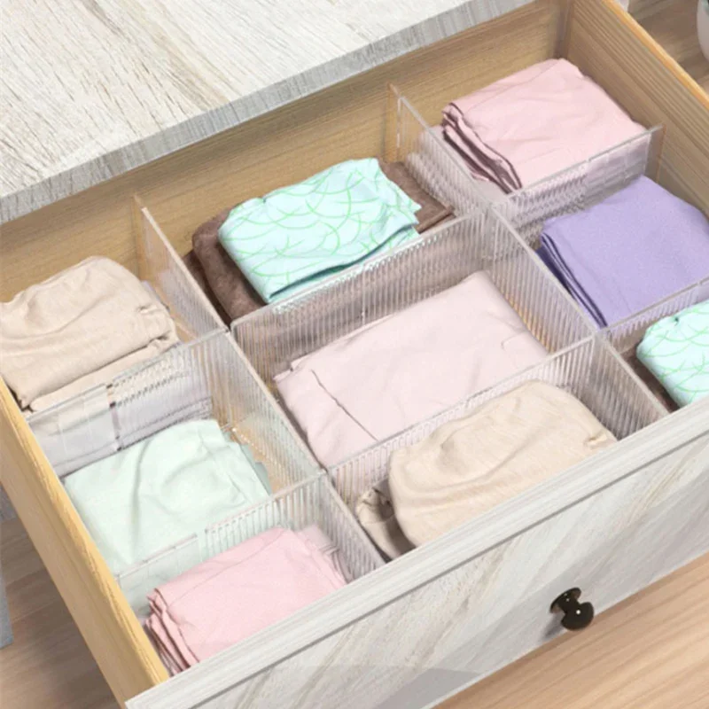 

4/8PCS Drawer Divider Adjustable Free Combination Partition Storage Shelves Wardrobe Closet Separator Underwear Socks Storage