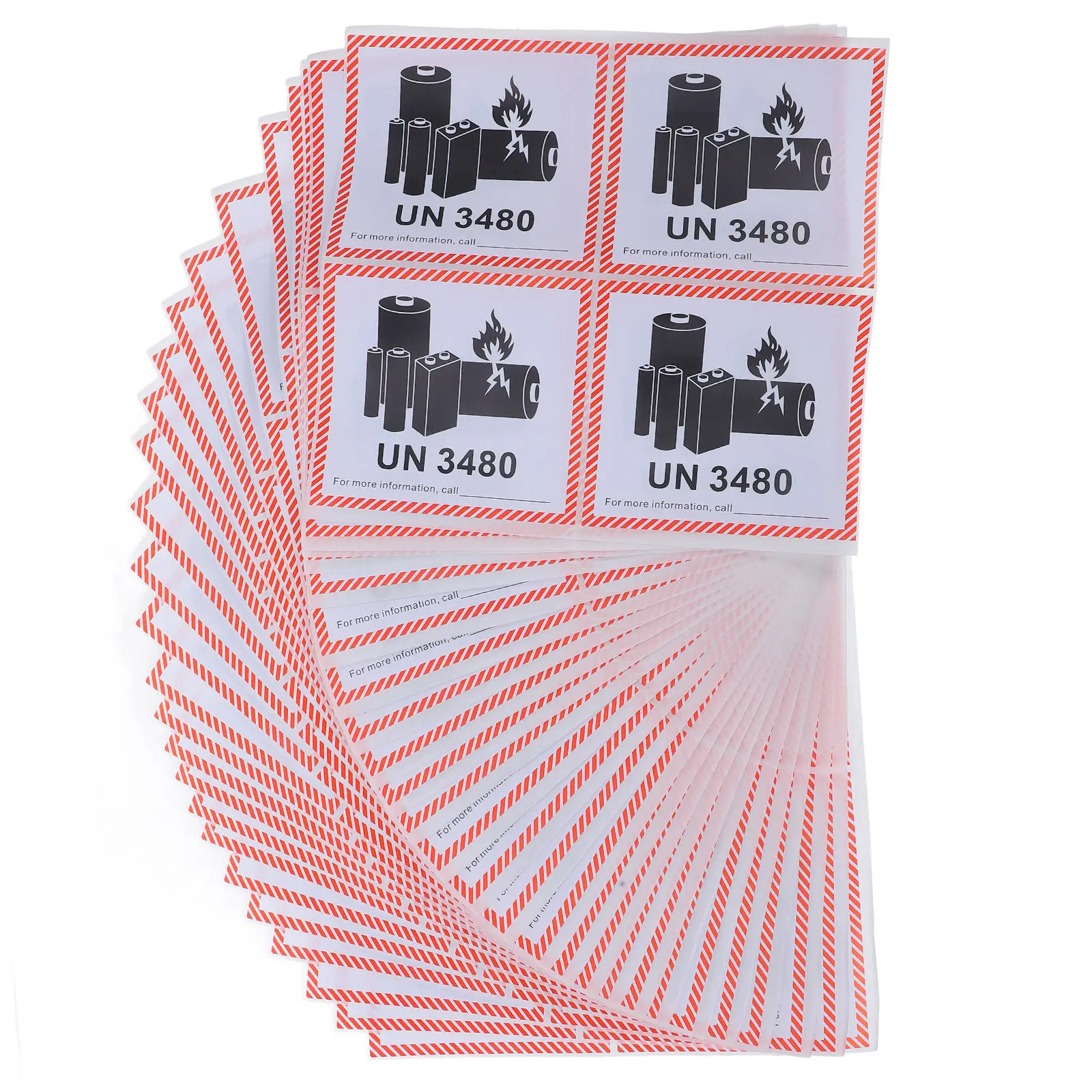 

100 Sheets Fireproof Labels Copper Adhesive Caution Warning Stickers for Shipping Lithium Ion Battery Safety