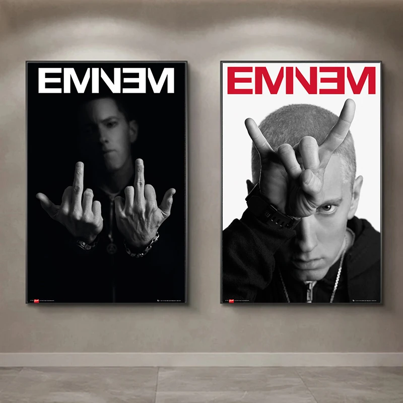 

Famous American Rapper Eminem Portrait Poster And Print Canvas Painting Music Star Wall Art For Modern Bar Cafe Room Wall Decor