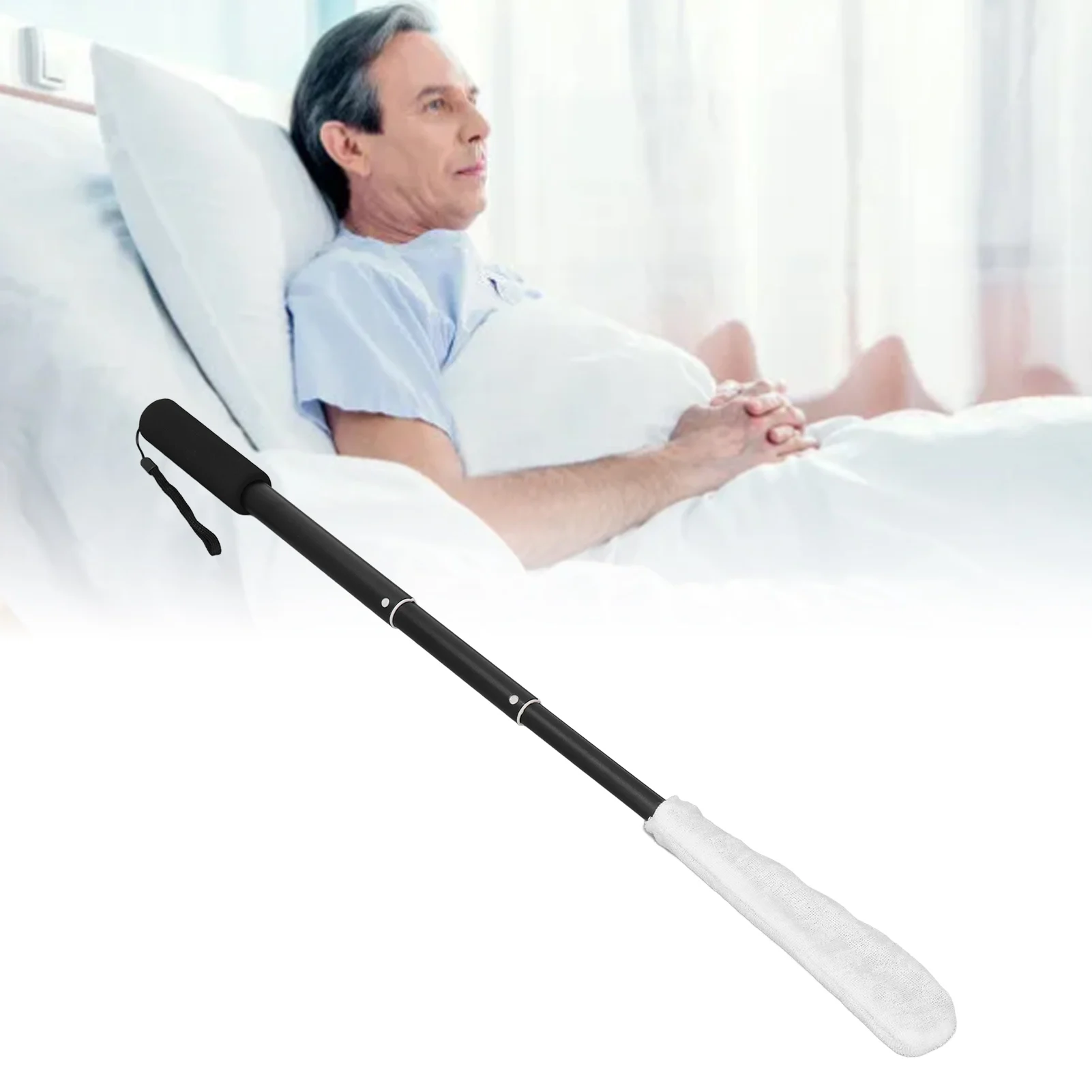 Toe Cleaning Brush Retractable Portable No Bending Long Handle Toe Scrubber No Rusting with Drying Covers for Elderly