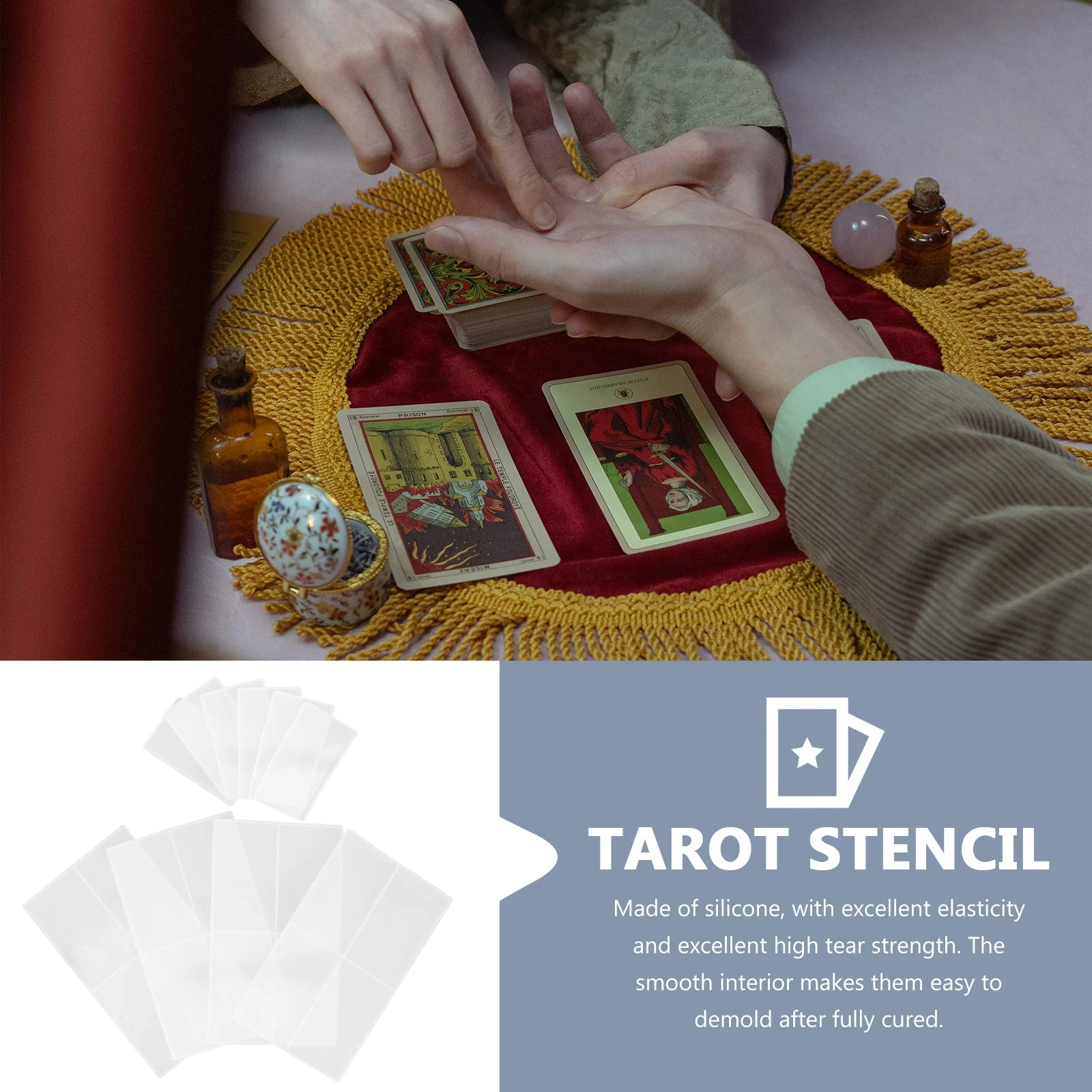 

1 set Tarot Card Pendant Mold Silicone Resin Molds Easy Demold Durable Home Decor DIY Epoxy Jewelry Crafts Making Mold