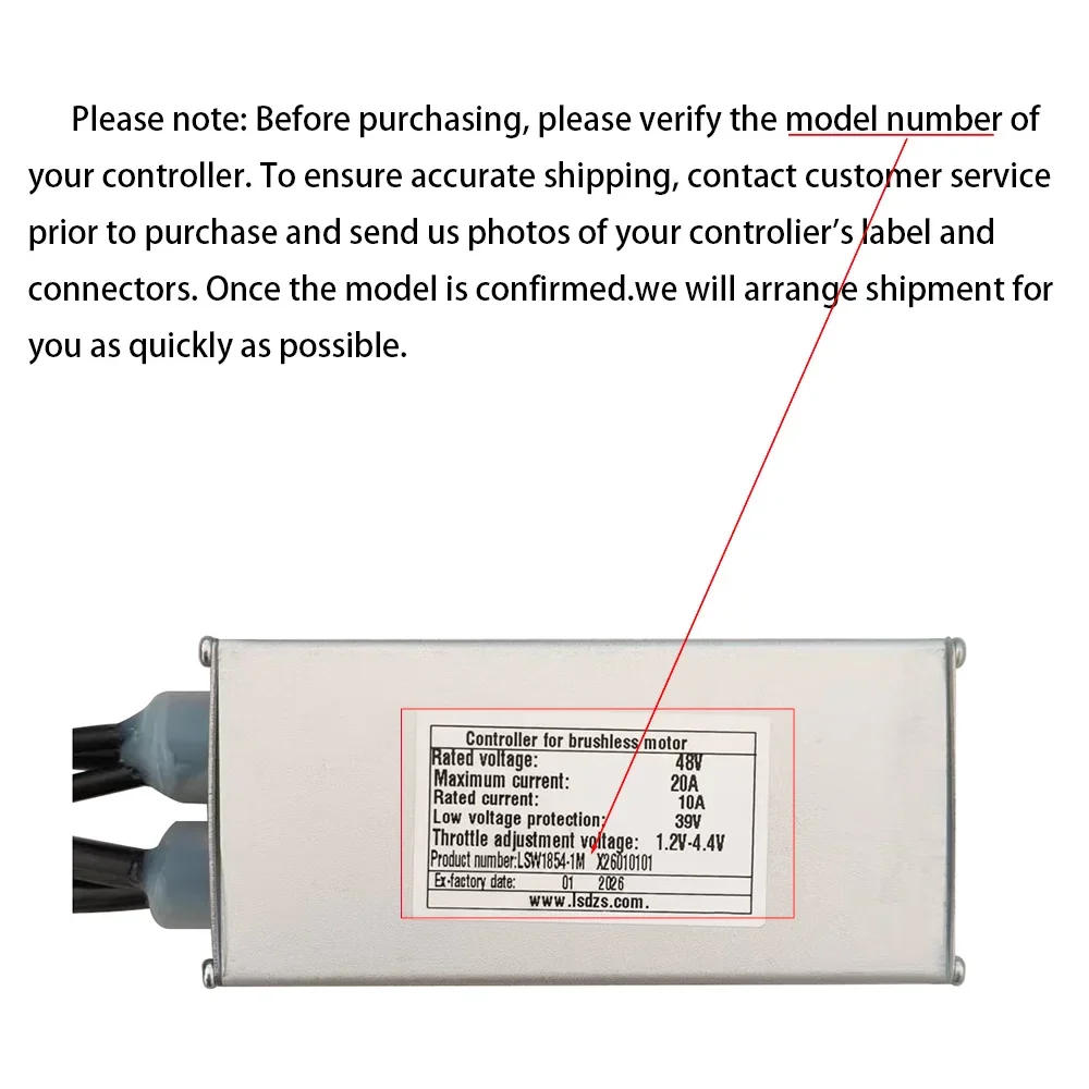 E-bike DC Brushless Motor Controller LSW1854-1M 48V 10A for Electric Scooters Speed Parts MTB Accessories Speed Controller
