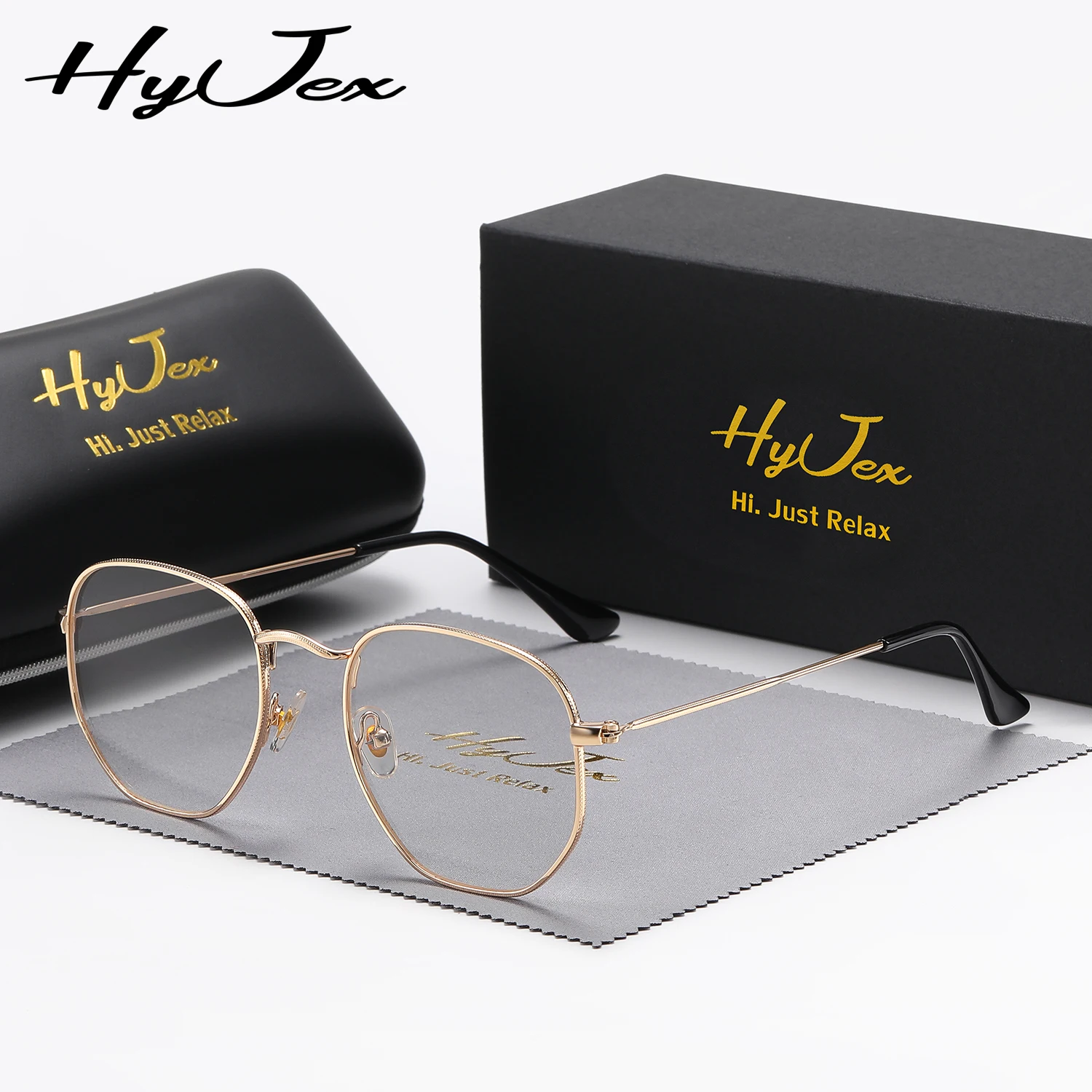 HyJex Personality Irregular Glasses Men's and Women's Same Fashion Metal Glasses Literary Style Flat Mirrors