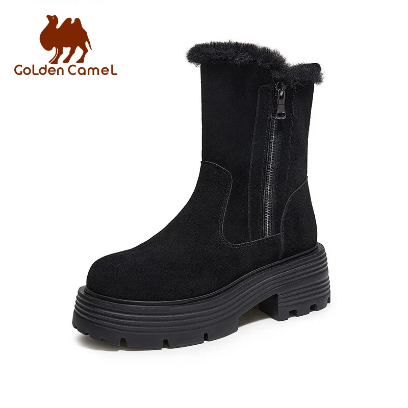 GOLDEN CAMEL Women's Winter Shoes Plus Velvet Thickened Warm Snow Ankle Boots Fur Mid-tube Shoes for Women 2022 New Comfortable