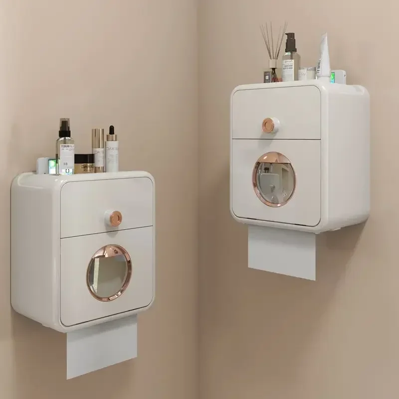 

Toilet tissue box, no punching toilet paper roll, paper storage rack, waterproof wall mounted paper drawer