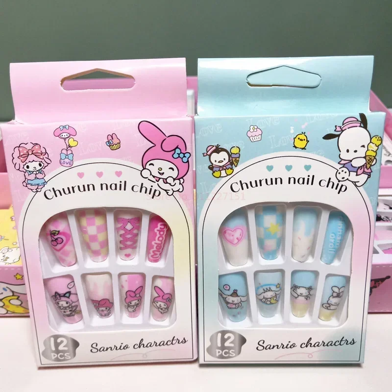 18pcs Sanrio Kuromi Melody Cinnamoroll Wearing Armor Set For Girls Diy Handmade Flat Nail Panel Chinese New Year Three Piece Set