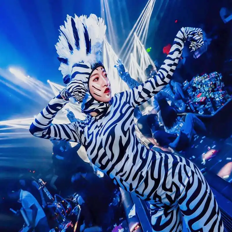 

Bar GOGO Performance Costume Female A Group Sexy Zebra Animal Cosplay Elegant and Beautiful Oscar DS Stage Costume