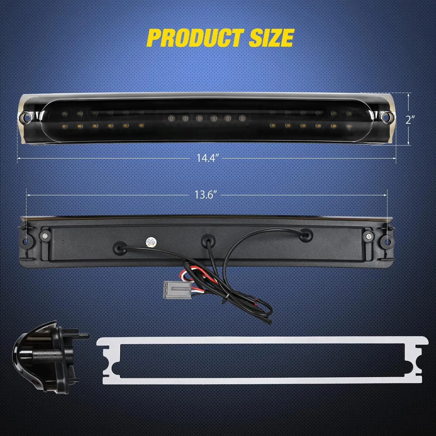 Nilight Third Brake Light Tail High Mount 3rd Stop Cargo Reverse Lights Smoked Lens Compatible with Ford F150 1997 1998 1999 2000 2001 2002 2003 F-150 Heritage 2004 Pickup Truck Rear Cab Lamp