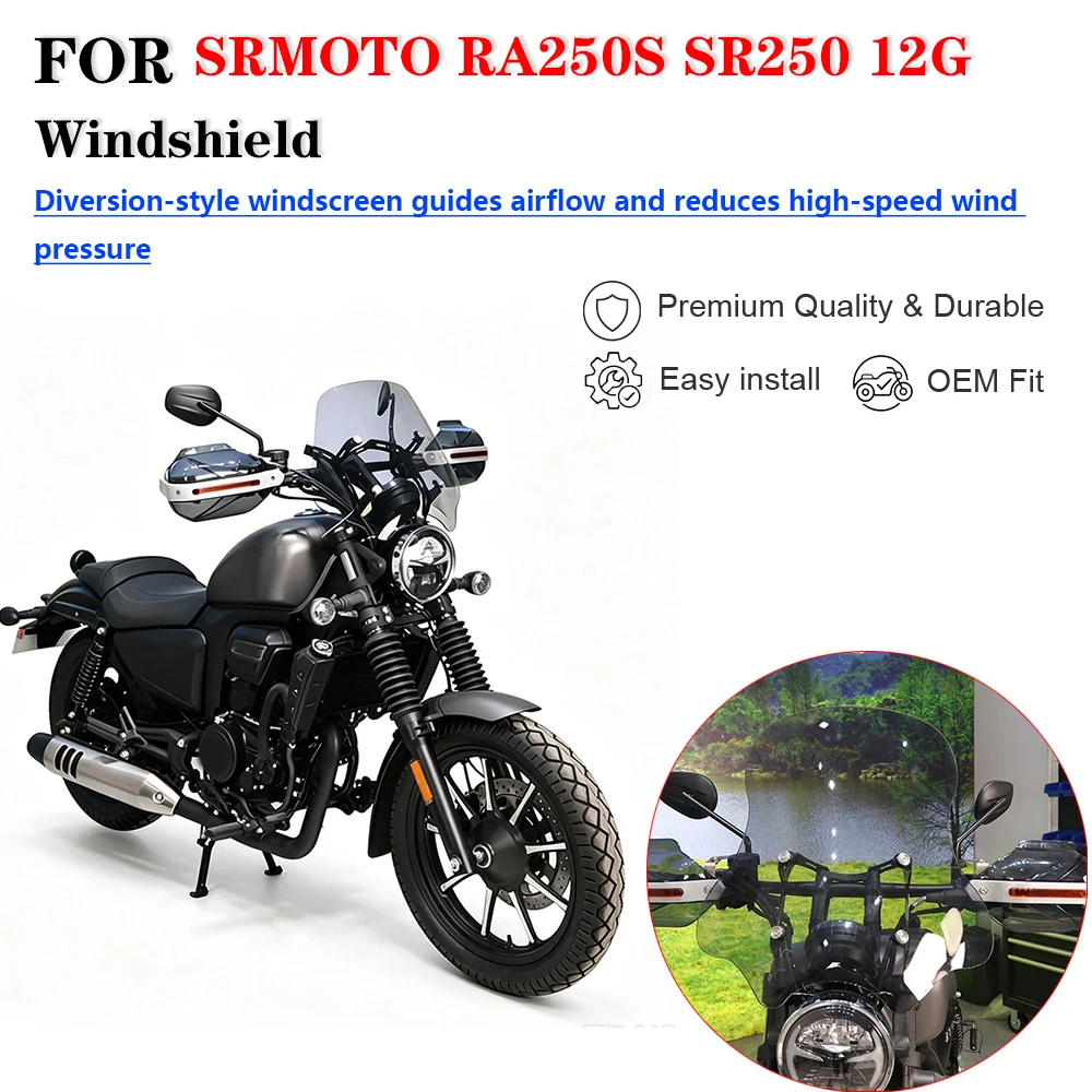 For SRMOTO RA250S SR250‑12G Motorcycle Front Windshield Wind Deflector Fairing Modification Accessories