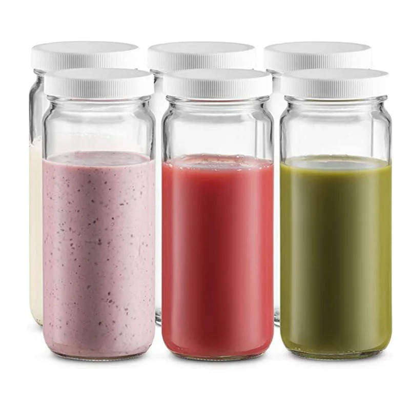 

Portable Parts 8PCS 16Oz Glass Bottles Beverage Bottle With Cap With Lids And Jars Transparent Color