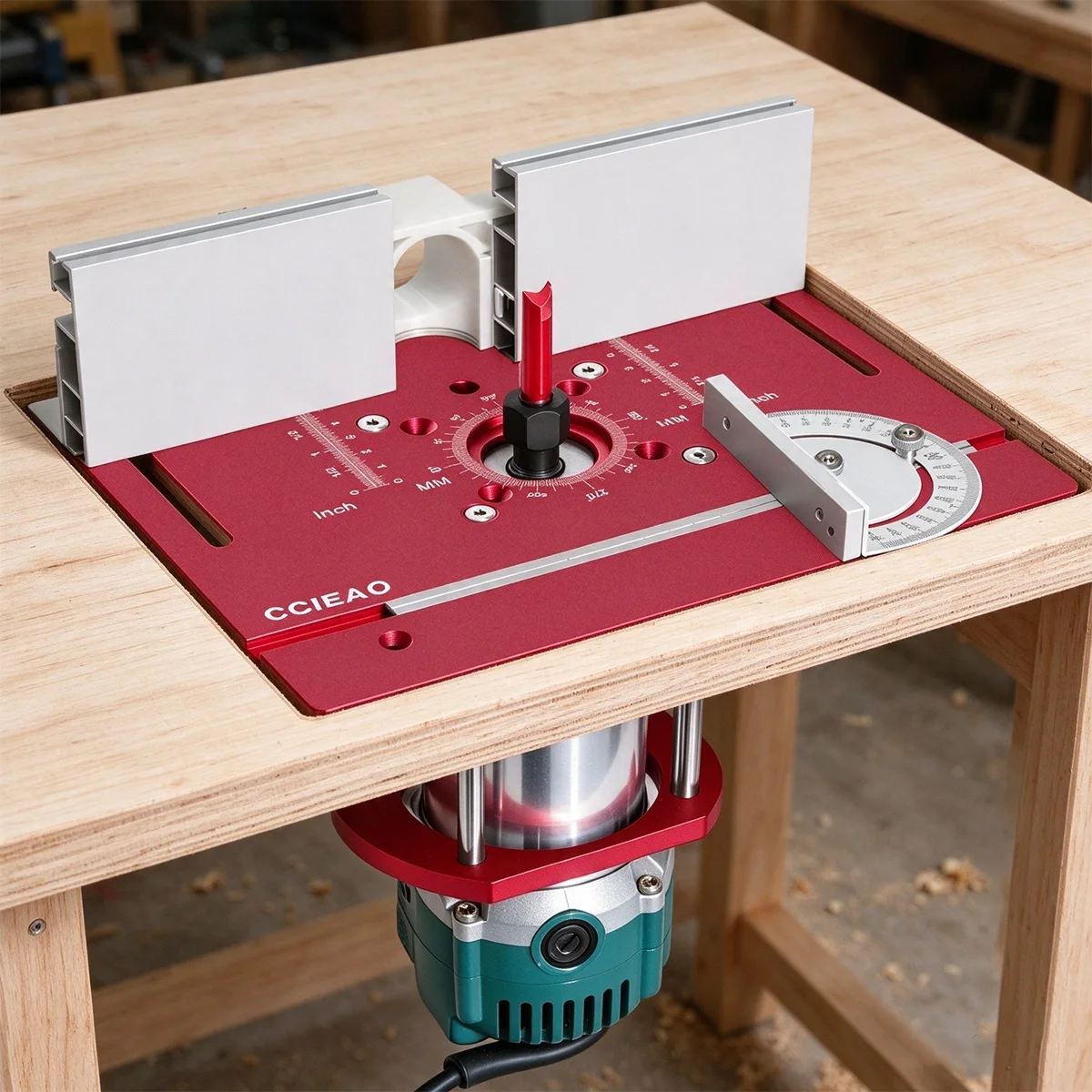 Aluminum Router Lift Base Kit with Insert Plate, Precision Adjustable Router Lift System Woodworking Router Table Workbench Tool