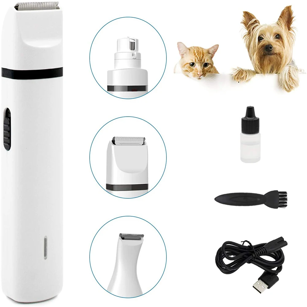 

High quality 3 in 1 Portable USB charge electric pet grooming dog cat pet nail grinder foot hair clipper trimming clipper