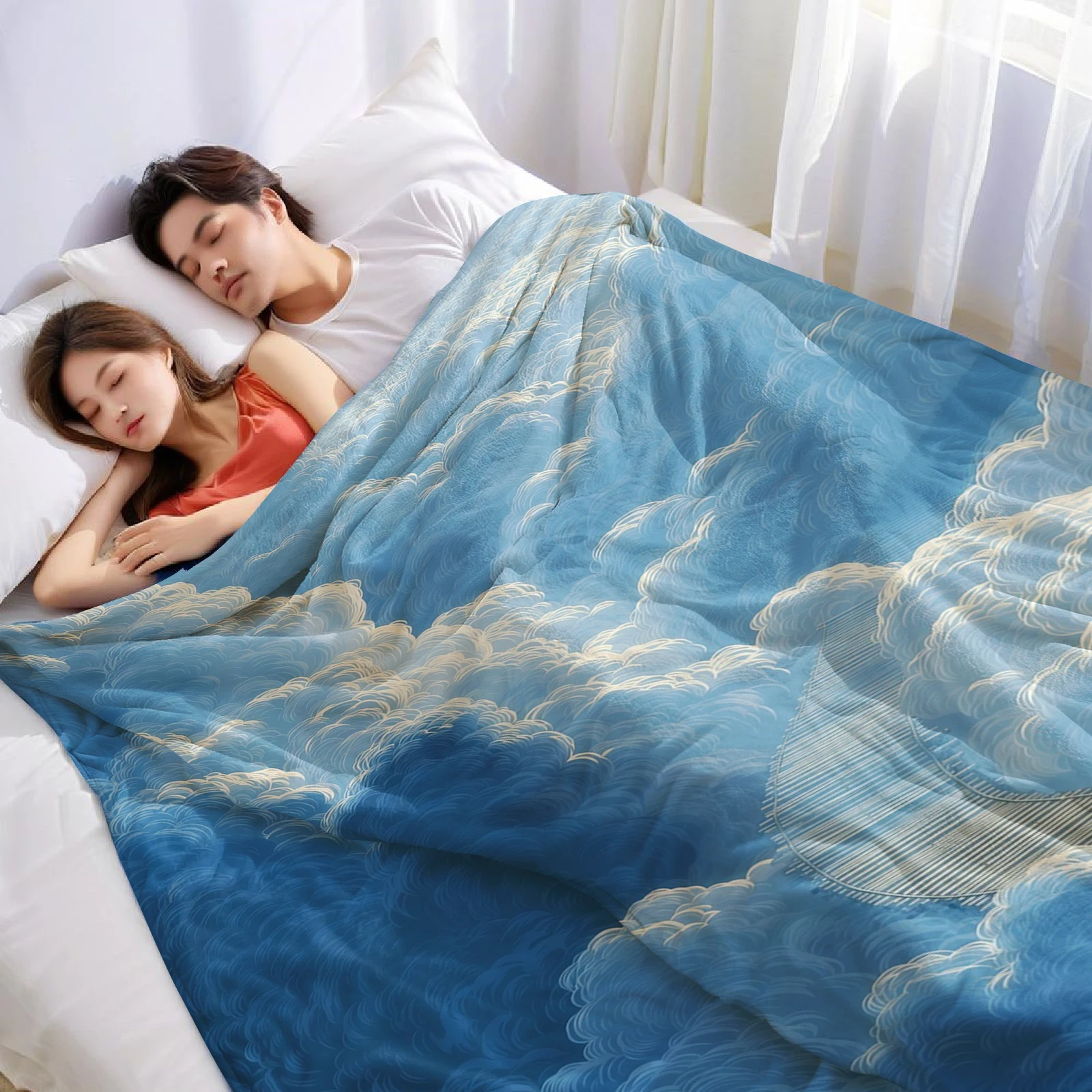 Cloud Journey Lightweight Microfiber Soft Christmas Fleece Blanket Warm Cozy Throw for Bed Sofa Office Travel All Season