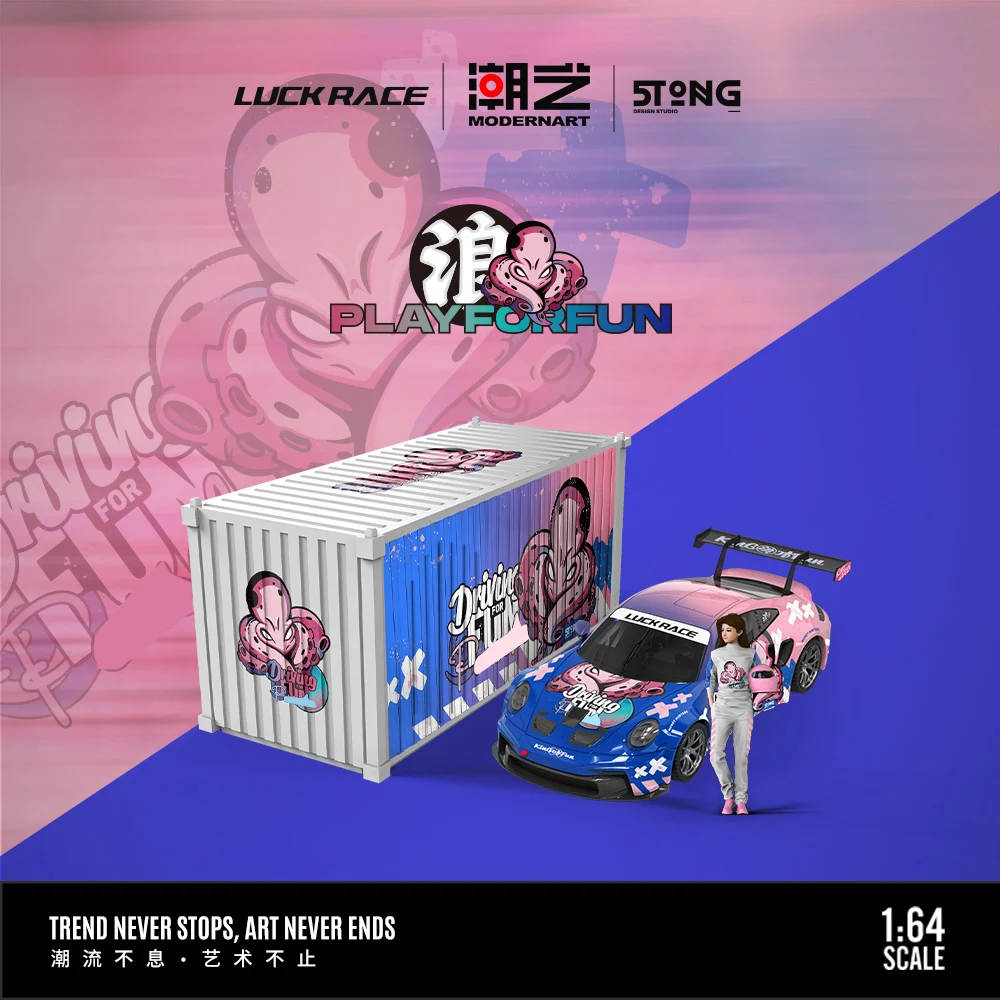 ModernArt 1:64 LUCK RACE 911 GT3 Legierungsdruckguss-Modellautos für Hobby, Sammlerstücke, Ausstellung und Geschenk