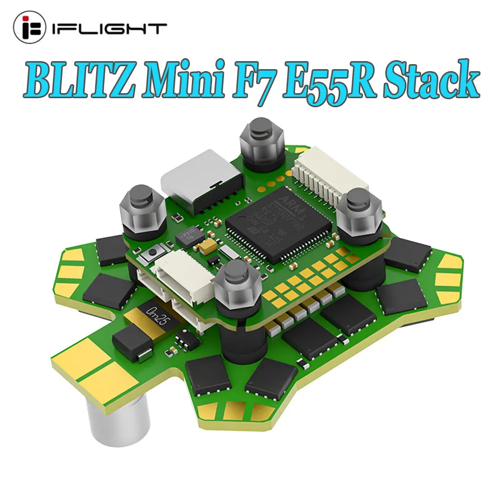 

iFlight BLITZ Mini F7 E55R Stack with BLITZ Mini F7 V1.2 Flight Controller / BLITZ E55R 4-IN-1 2-6S ESC for for RC FPV Drone