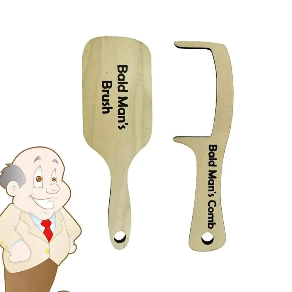 Wooden Comb Bald Man Comb Novelty Design Scratch-Free Hair Buffer Hairless Comb Easy-Grip Hair Styling Tool Father's Day Gift