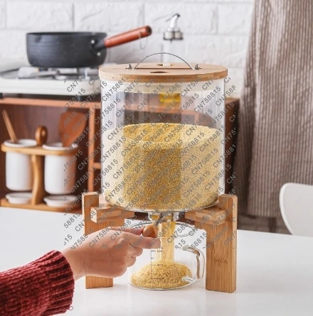 

kitchen storage 5/7.5 liter rice bucket, grain container, flour，Grain storage, dry food, glass bottle with valve