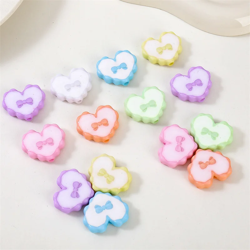 28x24MM Acrylic Love Bow Ripple Edge Beads Loose Spacer Beads Handmade For DIY Jewelry Making Bracelet Necklace Accessories