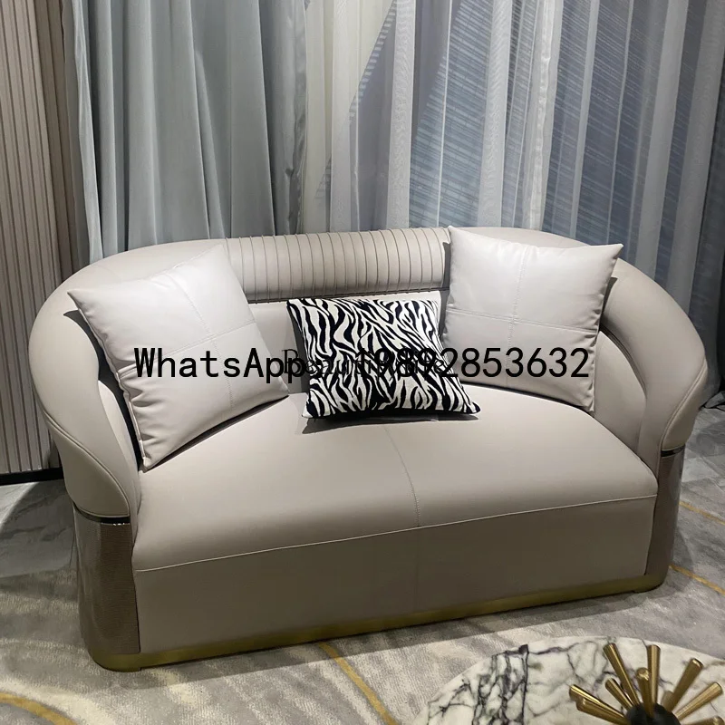

X5 Light Luxury Genuine Leather Sofa Villa Living Room Large and Small Suite Combination