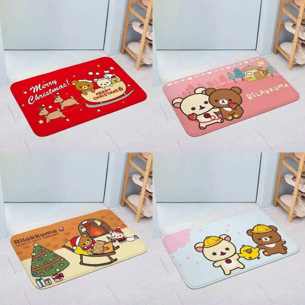 Cartoon-R-Rilakkumas-Christma Floor Mat Laundry Rug Carpet For Living Room Decor Lounge Area Anti-slip Foot Mat Entrance Doormat