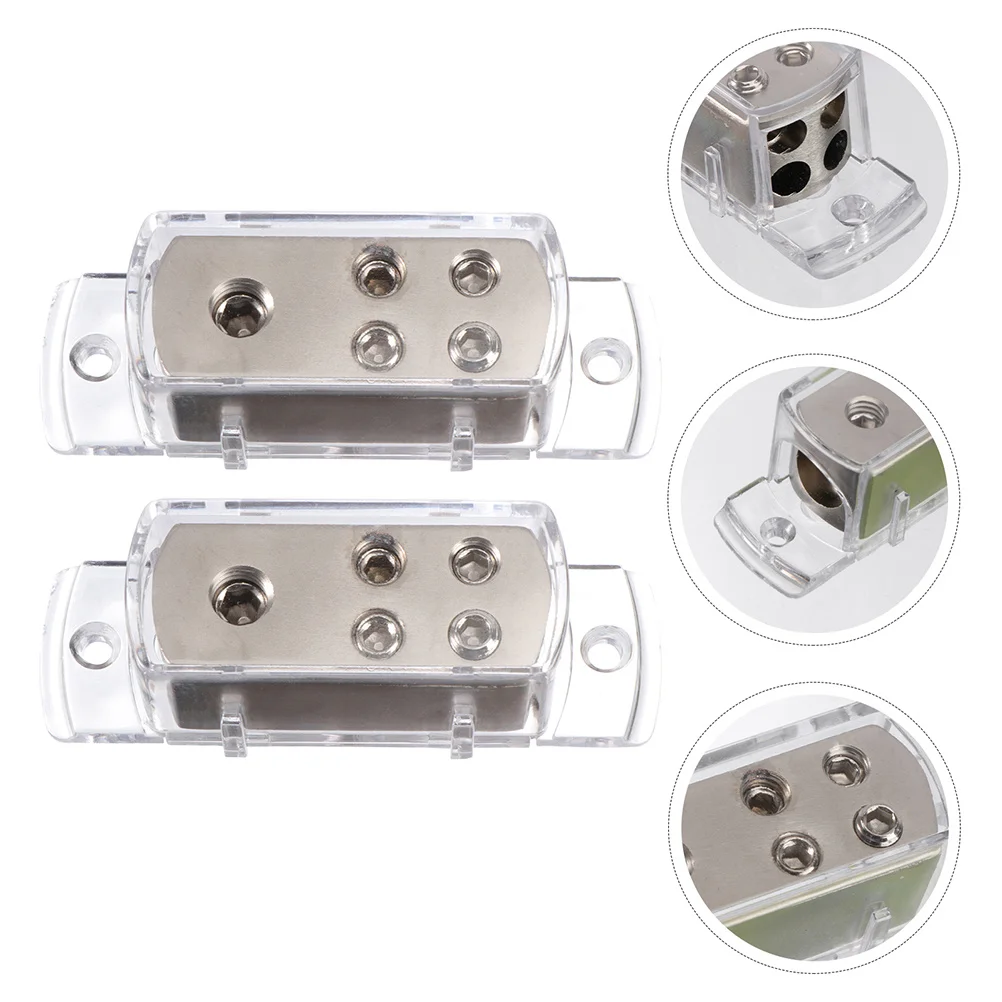 

2Pcs Car Power Distribution Block Zinc Alloy Brass 4 Ways Damage Resistant Audio Amplifier Splitter Box for Rv Boat Vehicle