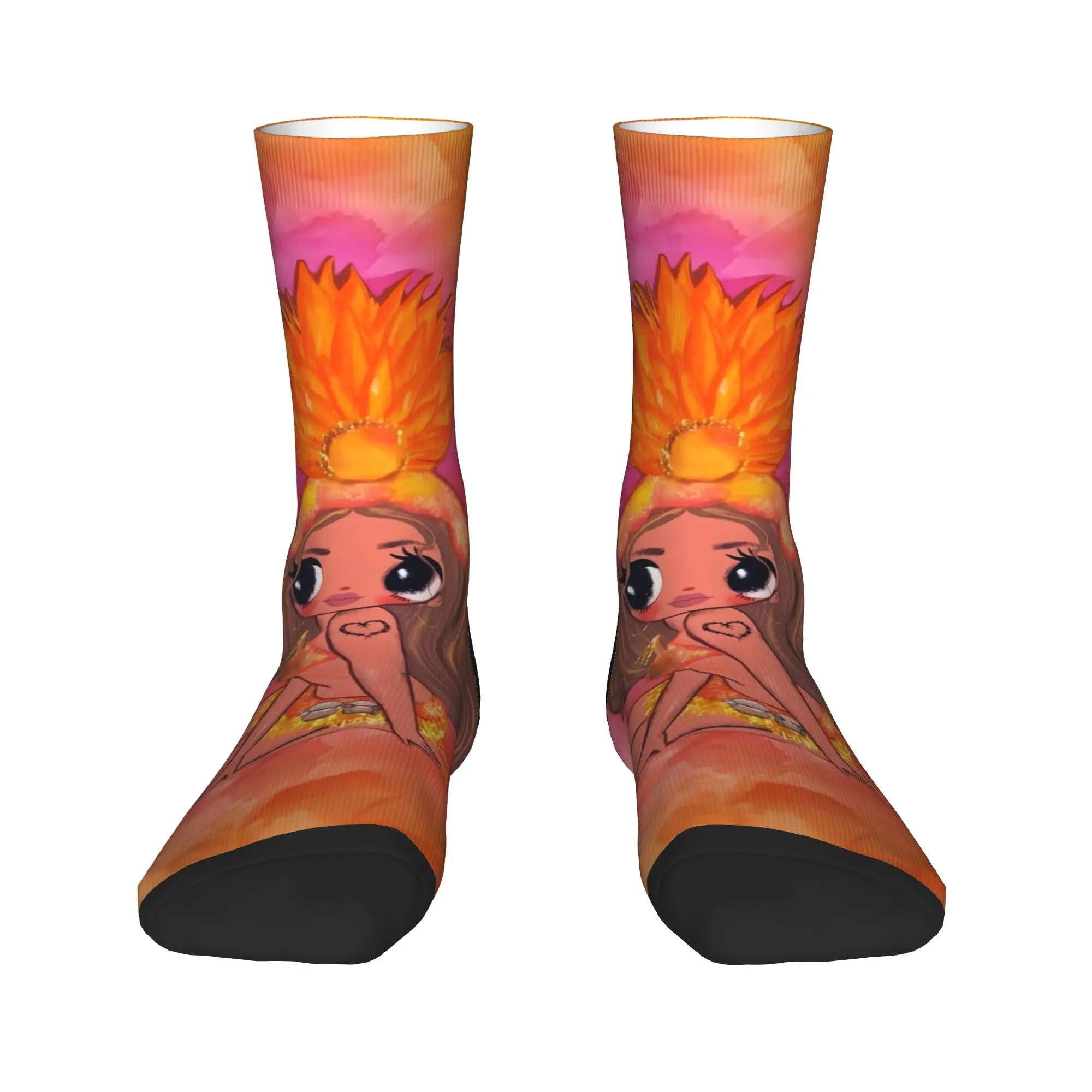 

Adults Men Socks K-Karol G Watercolor Sunset Headdress Art Stockings Non-Slip Soft Breathable Socks Autumn Retro Climbing Socks