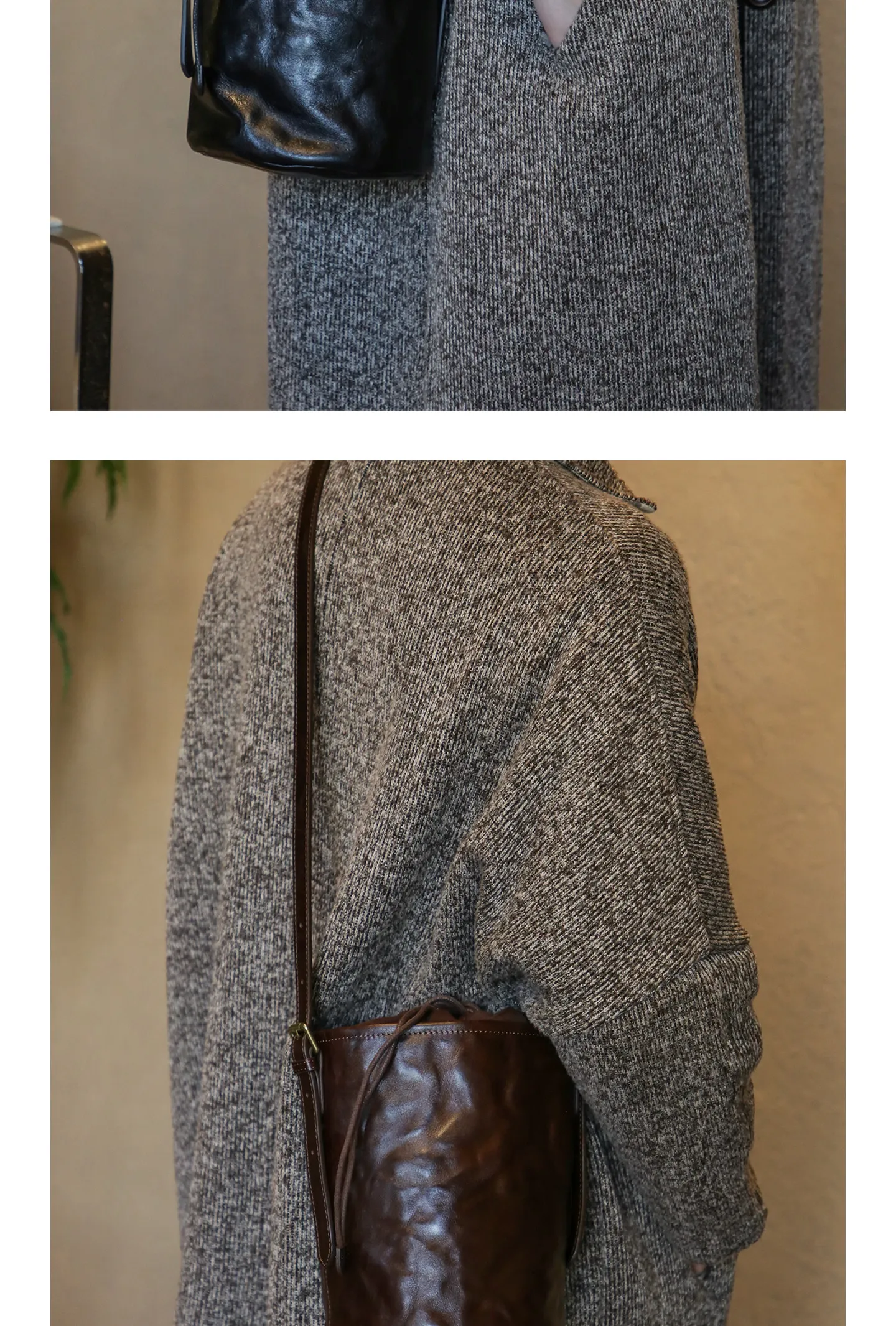 PNDME Vintage Designer handgefertigte, pflanzlich gegerbte Rindsleder-Damen-Beuteltasche, lässige Party-Umhängetasche aus echtem Leder. – Detail 16